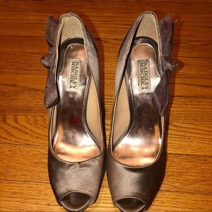 Brown Satin Badgley Mishka Heels